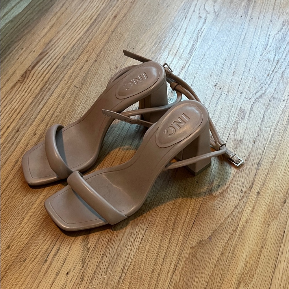 INC International Concepts Women's Beige Block Heel Sandals